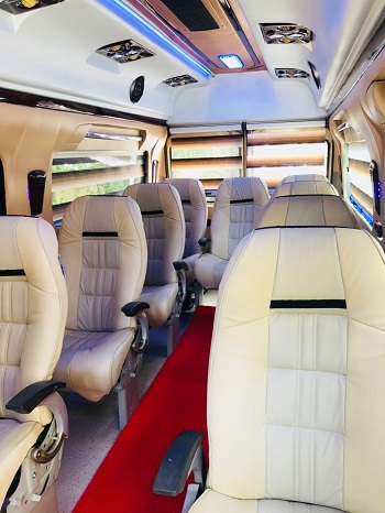 Luxury tempo traveller rentals : interior seats